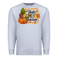 Heather Grey hello pumpkin season Premium Sweatshirt - RacoonDesign