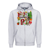 Heather Grey santa's favorite pt Zipper Hoodie - Zillion Design Studio