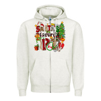 Oatmeal Heather santa's favorite pt Zipper Hoodie - Zillion Design Studio