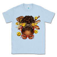 Dusty Blue softball afro messy bun Classic Tee - texasbilliewilder