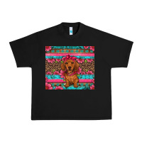 Black dachshund puppy floral Urban Heavy Tee - Artiststas