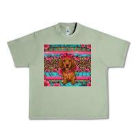 Oil Green dachshund puppy floral Urban Heavy Tee - Artiststas