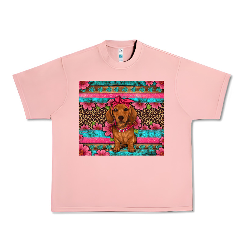 Dachshund Puppy Floral Urban Heavy Tee by Artiststas | Teevron