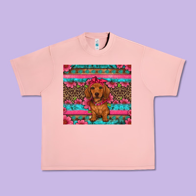 Dachshund Puppy Floral Urban Heavy Tee Designed By Artiststas