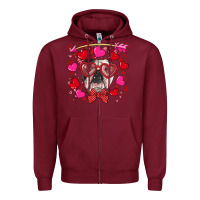 Burgundy Valentine's day  english bulldog Zipper Hoodie - RanaPortraitStore