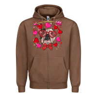 Chestnut Valentine's day  english bulldog Zipper Hoodie - RanaPortraitStore
