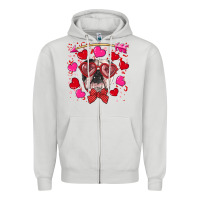 Dove Grey Valentine's day  english bulldog Zipper Hoodie - RanaPortraitStore