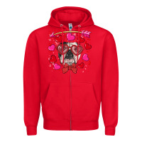 Red Valentine's day  english bulldog Zipper Hoodie - RanaPortraitStore