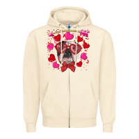 Sandshell Valentine's day  english bulldog Zipper Hoodie - RanaPortraitStore