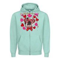 Seafoam Valentine's day  english bulldog Zipper Hoodie - RanaPortraitStore