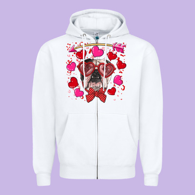 Zipper Hoodie Valentine's day  english bulldog