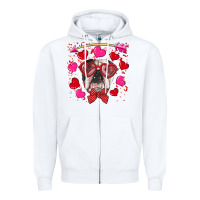 White Valentine's day  english bulldog Zipper Hoodie - RanaPortraitStore