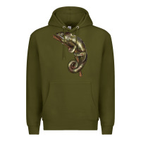 Army Green Green Chameleon Lizard Illustrations Premium Hoodie - LillyAllenDesigns