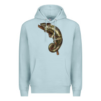 Blue Mist Green Chameleon Lizard Illustrations Premium Hoodie - LillyAllenDesigns