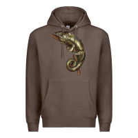 Coffee Green Chameleon Lizard Illustrations Premium Hoodie - LillyAllenDesigns