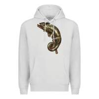 Dove Grey Green Chameleon Lizard Illustrations Premium Hoodie - LillyAllenDesigns