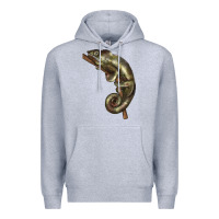 Heather Grey Green Chameleon Lizard Illustrations Premium Hoodie - LillyAllenDesigns