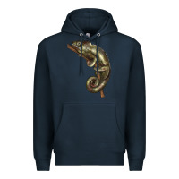Navy Green Chameleon Lizard Illustrations Premium Hoodie - LillyAllenDesigns