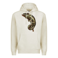 Oatmeal Heather Green Chameleon Lizard Illustrations Premium Hoodie - LillyAllenDesigns