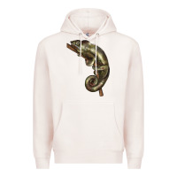 Pale Pink Green Chameleon Lizard Illustrations Premium Hoodie - LillyAllenDesigns