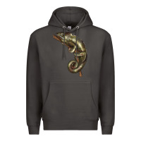 Smoke Green Chameleon Lizard Illustrations Premium Hoodie - LillyAllenDesigns