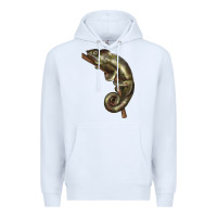 White Green Chameleon Lizard Illustrations Premium Hoodie - LillyAllenDesigns