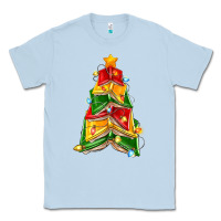 Dusty Blue christmas book tree Classic Tee - Zillion Design Studio