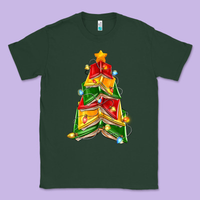 Christmas Book Tree Classic Tee Designed By Zillion Design Studio