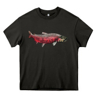 Asphalt Chinook Salmon Fish Illustrations Heavy Core Tee - LillyAllenDesigns
