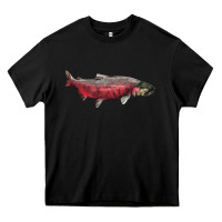 Black Chinook Salmon Fish Illustrations Heavy Core Tee - LillyAllenDesigns