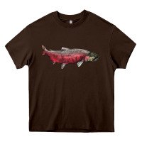 Chocolate Brown Chinook Salmon Fish Illustrations Heavy Core Tee - LillyAllenDesigns