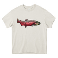 Cream Chinook Salmon Fish Illustrations Heavy Core Tee - LillyAllenDesigns