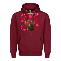 Burgundy Valentine's day  labrador retriever Zipper Hoodie - RanaPortraitStore