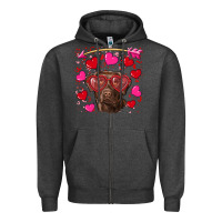 Charcoal Heather Valentine's day  labrador retriever Zipper Hoodie - RanaPortraitStore