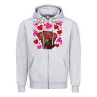 Heather Grey Valentine's day  labrador retriever Zipper Hoodie - RanaPortraitStore