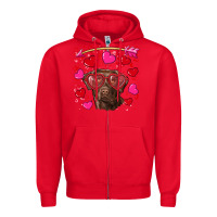 Red Valentine's day  labrador retriever Zipper Hoodie - RanaPortraitStore
