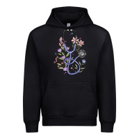 Black floral stethoscope Urban Hoodie - MaliasSmallBusiness