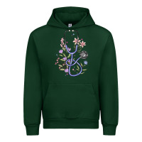 Foreset Green floral stethoscope Urban Hoodie - MaliasSmallBusiness