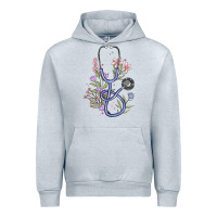 Heather Grey floral stethoscope Urban Hoodie - MaliasSmallBusiness