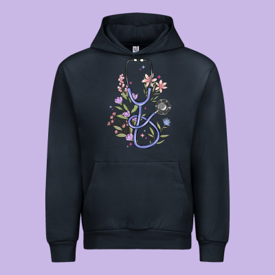 Floral Stethoscope Urban Hoodie Designed By Maliassmallbusiness