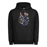 Pigment Black floral stethoscope Urban Hoodie - MaliasSmallBusiness