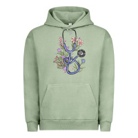 Pigment Oil Green floral stethoscope Urban Hoodie - MaliasSmallBusiness