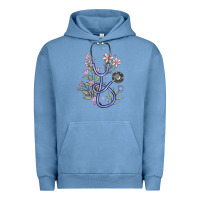 Pigment Pebble Blue floral stethoscope Urban Hoodie - MaliasSmallBusiness