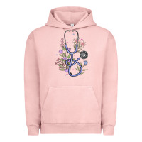 Pigment Salmon floral stethoscope Urban Hoodie - MaliasSmallBusiness