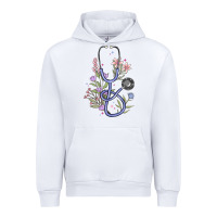 White floral stethoscope Urban Hoodie - MaliasSmallBusiness
