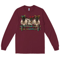 Burgundy 3 sheeps suffolk ewe with bandanas and fence Long Sleeve Tee - BarkalooDesign