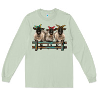 Matcha 3 sheeps suffolk ewe with bandanas and fence Long Sleeve Tee - BarkalooDesign