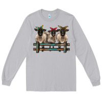 Moon Dust 3 sheeps suffolk ewe with bandanas and fence Long Sleeve Tee - BarkalooDesign