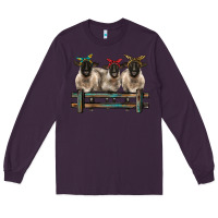 Plum 3 sheeps suffolk ewe with bandanas and fence Long Sleeve Tee - BarkalooDesign