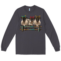 Smoke 3 sheeps suffolk ewe with bandanas and fence Long Sleeve Tee - BarkalooDesign